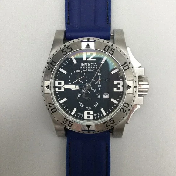 Invicta Reserve Excursion Chronograph Watch Men 54mm Silver Tone New battery